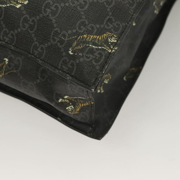 GUCCI GG Supreme Tote Bag PVC Black Silver 495559 Auth bs26924