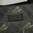 GUCCI GG Supreme Tote Bag PVC Black Silver 495559 Auth bs26924-14