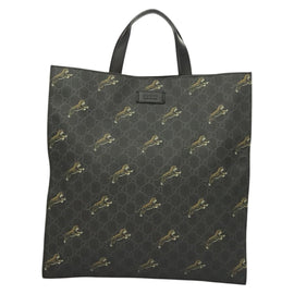 GUCCI GG Supreme Tote Bag PVC Black Silver 495559 Auth bs26924 - 0