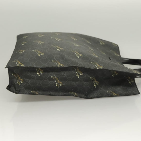 GUCCI GG Supreme Tote Bag PVC Black Silver 495559 Auth bs26924