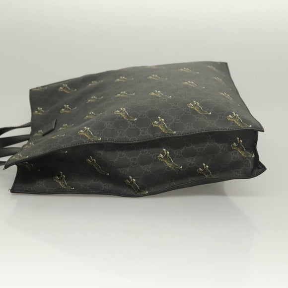GUCCI GG Supreme Tote Bag PVC Black Silver 495559 Auth bs26924