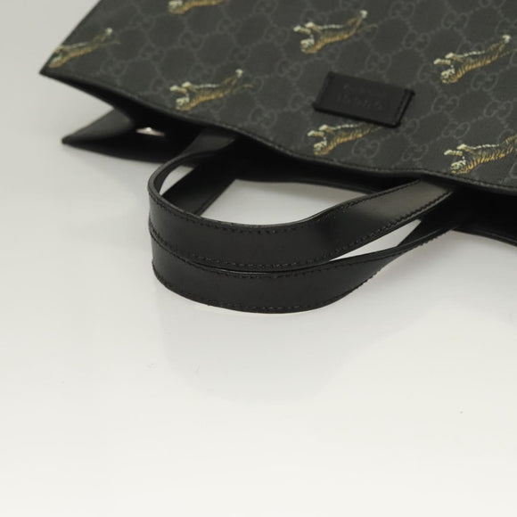 GUCCI GG Supreme Tote Bag PVC Black Silver 495559 Auth bs26924