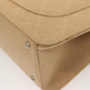 CHANEL Matelasse Chain Shoulder Bag Cotton Beige Silver CC Auth bs26927-18