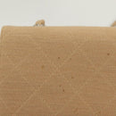 CHANEL Matelasse Chain Shoulder Bag Cotton Beige Silver CC Auth bs26927-8