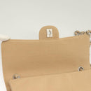 CHANEL Matelasse Chain Shoulder Bag Cotton Beige Silver CC Auth bs26927-9