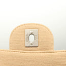 CHANEL Matelasse Chain Shoulder Bag Cotton Beige Silver CC Auth bs26927-21