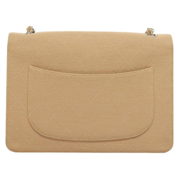 CHANEL Matelasse Chain Shoulder Bag Cotton Beige Silver CC Auth bs26927 - 0