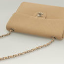 CHANEL Matelasse Chain Shoulder Bag Cotton Beige Silver CC Auth bs26927-6