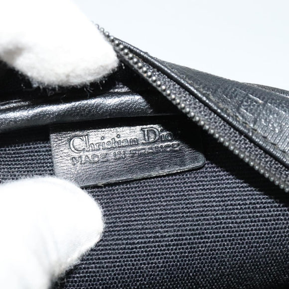 Christian Dior Trotter Canvas Pouch PVC Black Gold Auth bs26929