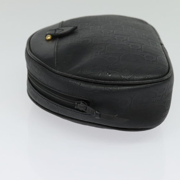 Christian Dior Trotter Canvas Pouch PVC Black Gold Auth bs26929