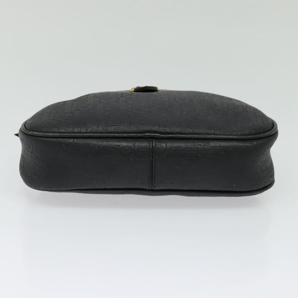 Christian Dior Trotter Canvas Pouch PVC Black Gold Auth bs26929