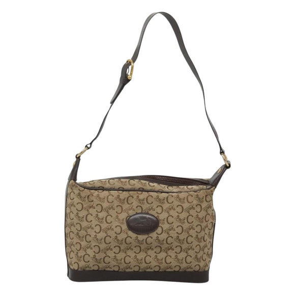 CELINE C Sulky Shoulder Bag Canvas Brown Gold Auth bs26932
