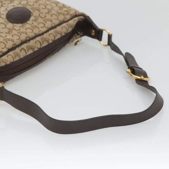 CELINE C Sulky Shoulder Bag Canvas Brown Gold Auth bs26932