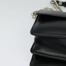 FENDI Canai Chain Shoulder Bag Leather Black Silver Auth bs26937-8