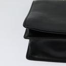 FENDI Canai Chain Shoulder Bag Leather Black Silver Auth bs26937-16