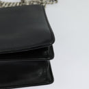 FENDI Canai Chain Shoulder Bag Leather Black Silver Auth bs26937-17