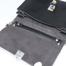 FENDI Canai Chain Shoulder Bag Leather Black Silver Auth bs26937-10