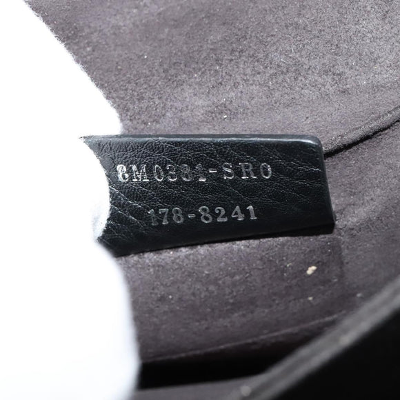 FENDI Canai Chain Shoulder Bag Leather Black Silver Auth bs26937