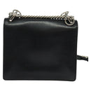 FENDI Canai Chain Shoulder Bag Leather Black Silver Auth bs26937-2