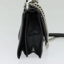 FENDI Canai Chain Shoulder Bag Leather Black Silver Auth bs26937-3