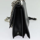 FENDI Canai Chain Shoulder Bag Leather Black Silver Auth bs26937-4