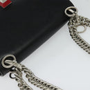 FENDI Canai Chain Shoulder Bag Leather Black Silver Auth bs26937-6