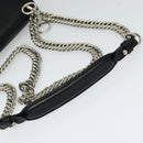 FENDI Canai Chain Shoulder Bag Leather Black Silver Auth bs26937-7