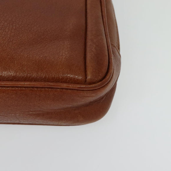 Burberrys Clutch Bag Leather Brown Gold Auth bs26944