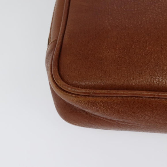 Burberrys Clutch Bag Leather Brown Gold Auth bs26944