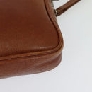 Burberrys Clutch Bag Leather Brown Gold Auth bs26944-12