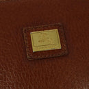 Burberrys Clutch Bag Leather Brown Gold Auth bs26944-13