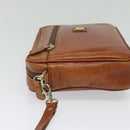Burberrys Clutch Bag Leather Brown Gold Auth bs26944-4