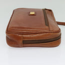Burberrys Clutch Bag Leather Brown Gold Auth bs26944-5