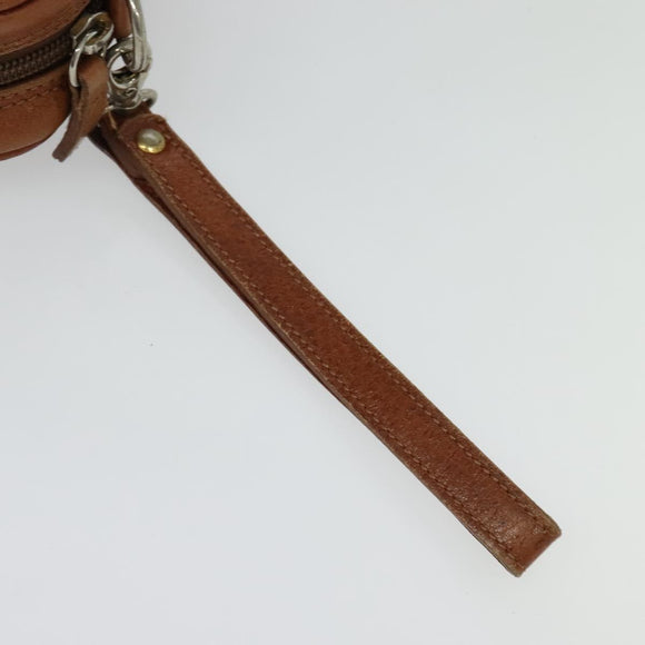 Burberrys Clutch Bag Leather Brown Gold Auth bs26944