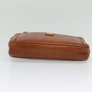 Burberrys Clutch Bag Leather Brown Gold Auth bs26944-8