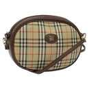 BURBERRYS Nova Check Shoulder Bag Canvas Beige Gold Auth bs26946-1