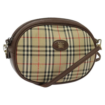 BURBERRYS Nova Check Shoulder Bag Canvas Beige Gold Auth bs26946