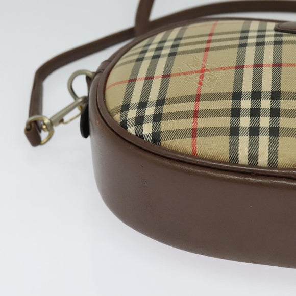 BURBERRYS Nova Check Shoulder Bag Canvas Beige Gold Auth bs26946