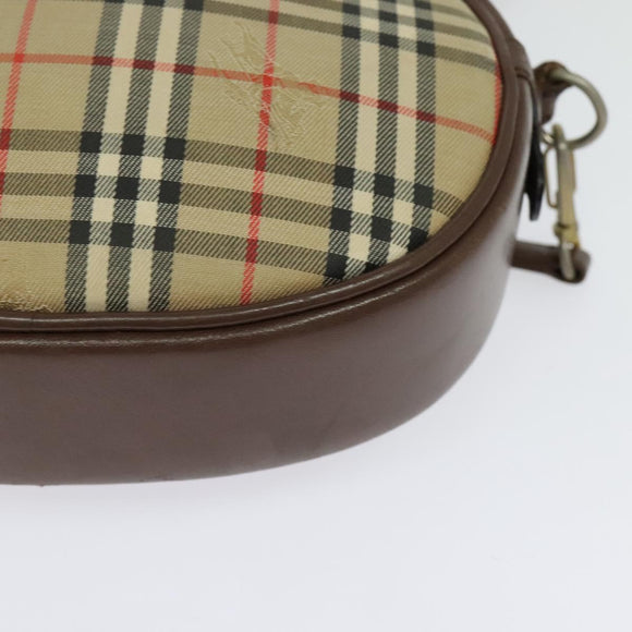 BURBERRYS Nova Check Shoulder Bag Canvas Beige Gold Auth bs26946