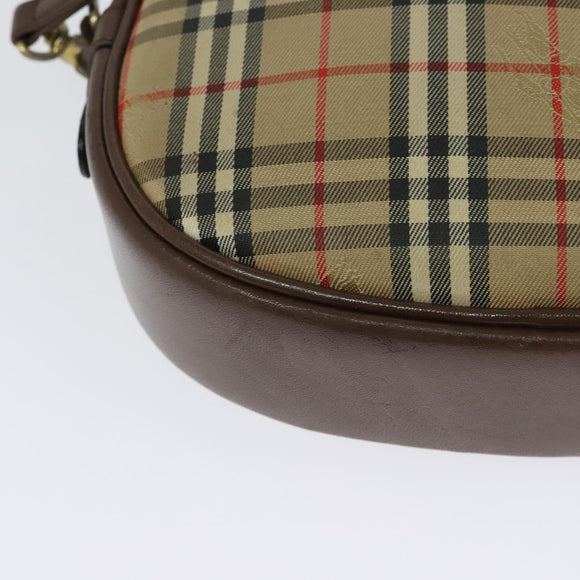 BURBERRYS Nova Check Shoulder Bag Canvas Beige Gold Auth bs26946