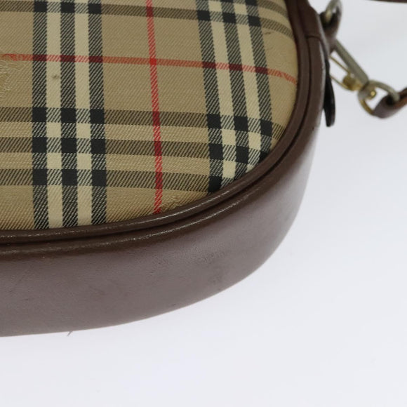 BURBERRYS Nova Check Shoulder Bag Canvas Beige Gold Auth bs26946