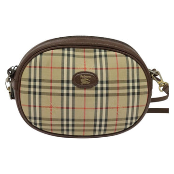 BURBERRYS Nova Check Shoulder Bag Canvas Beige Gold Auth bs26946 - 0