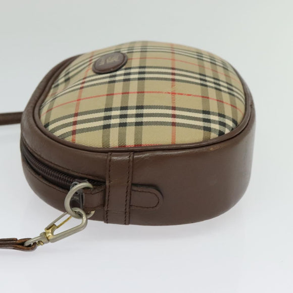 BURBERRYS Nova Check Shoulder Bag Canvas Beige Gold Auth bs26946