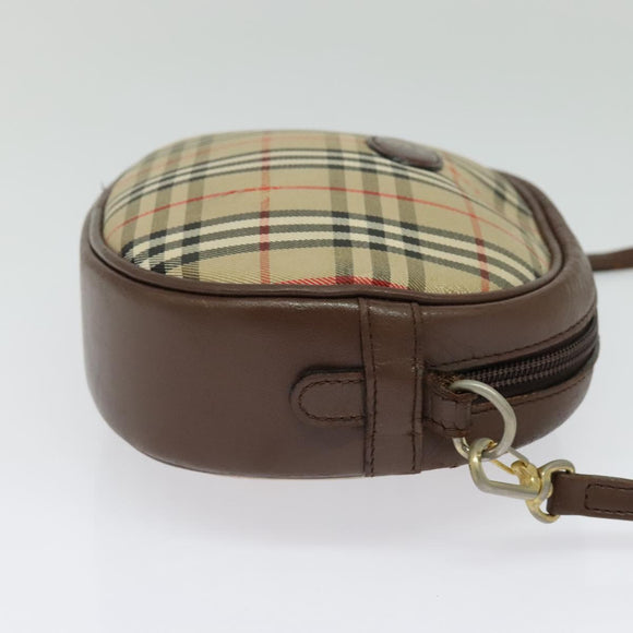 BURBERRYS Nova Check Shoulder Bag Canvas Beige Gold Auth bs26946