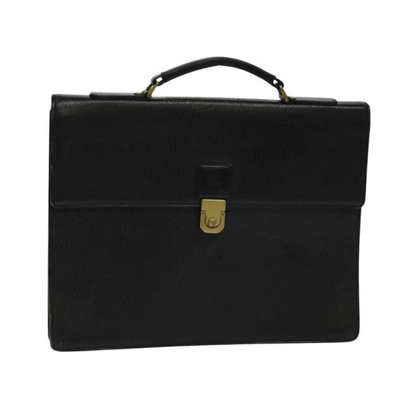 Burberrys Business Bag Leather Black Gold Auth bs26949