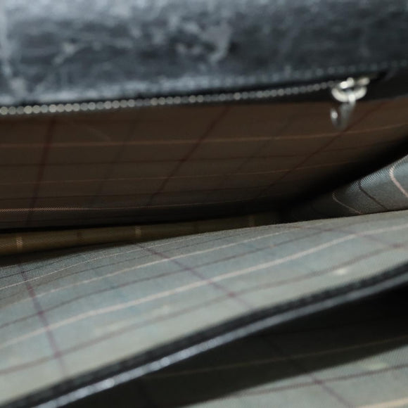 Burberrys Business Bag Leather Black Gold Auth bs26949