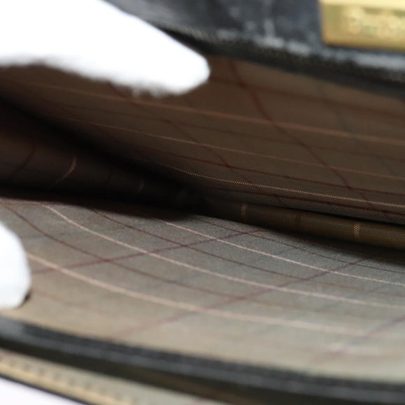 Burberrys Business Bag Leather Black Gold Auth bs26949