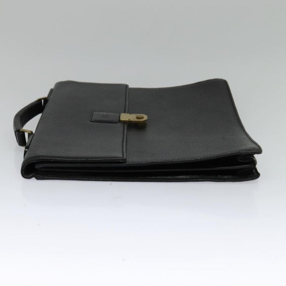 Burberrys Business Bag Leather Black Gold Auth bs26949