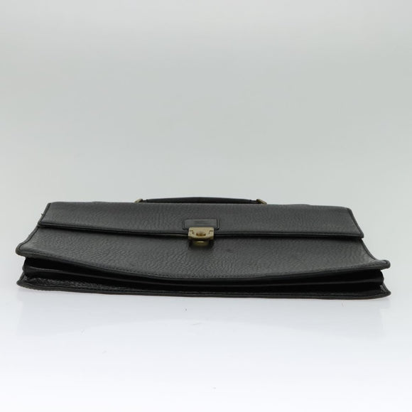 Burberrys Business Bag Leather Black Gold Auth bs26949