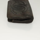 CHANEL Pouch Leather metal 7Set Black Gold CC Auth bs26962-4